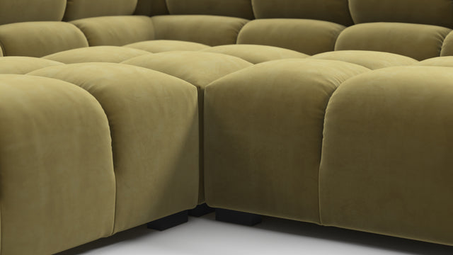 Tufted - Tufted Sectional, Large Left Corner, Olive Gold Velvet