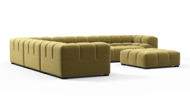 Tufted - Tufted Sectional, Large Left Corner, Olive Gold Velvet