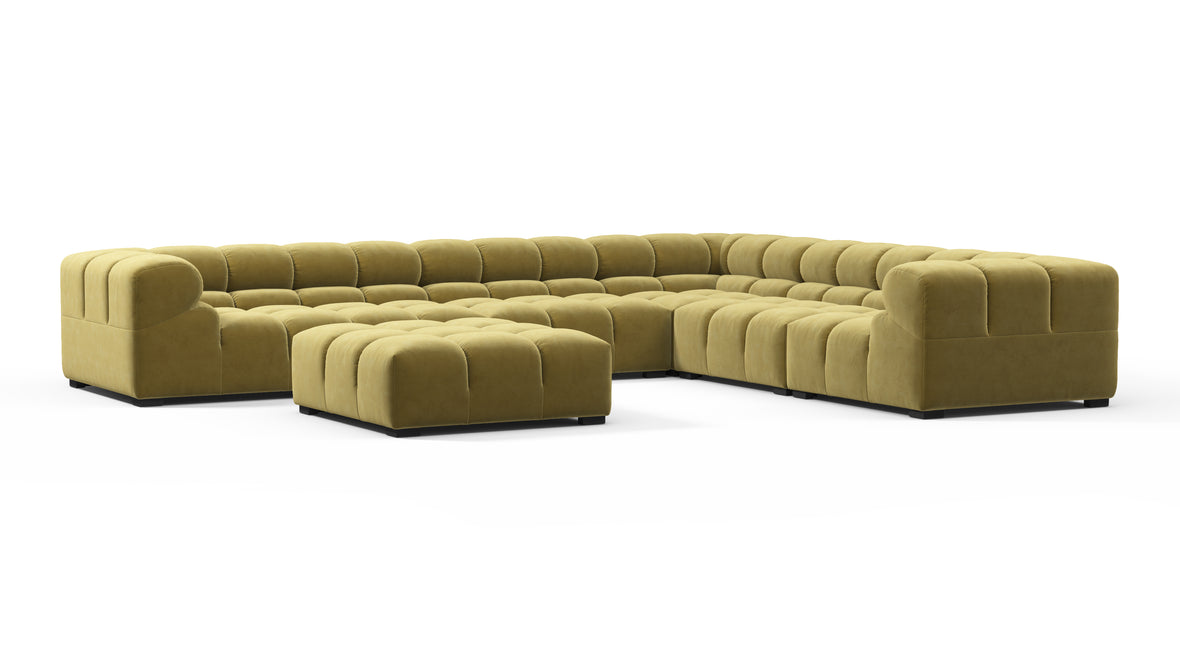 Tufted - Tufted Sectional, Large Right Corner, Olive Gold Velvet