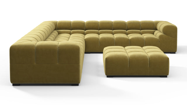 Tufted - Tufted Sectional, Large Right Corner, Olive Gold Velvet