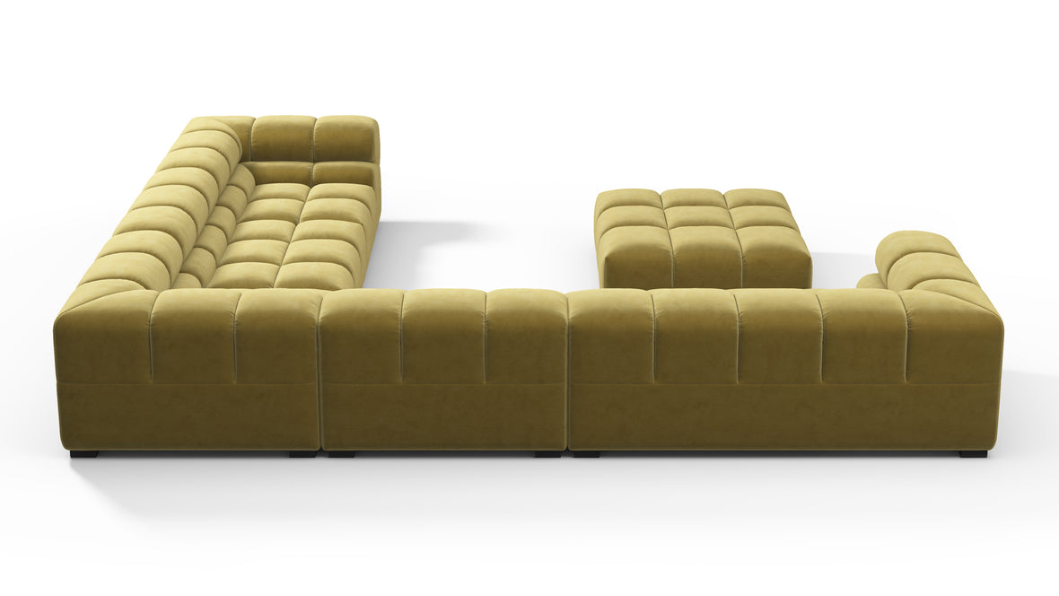 Tufted - Tufted Sectional, Large Right Corner, Olive Gold Velvet