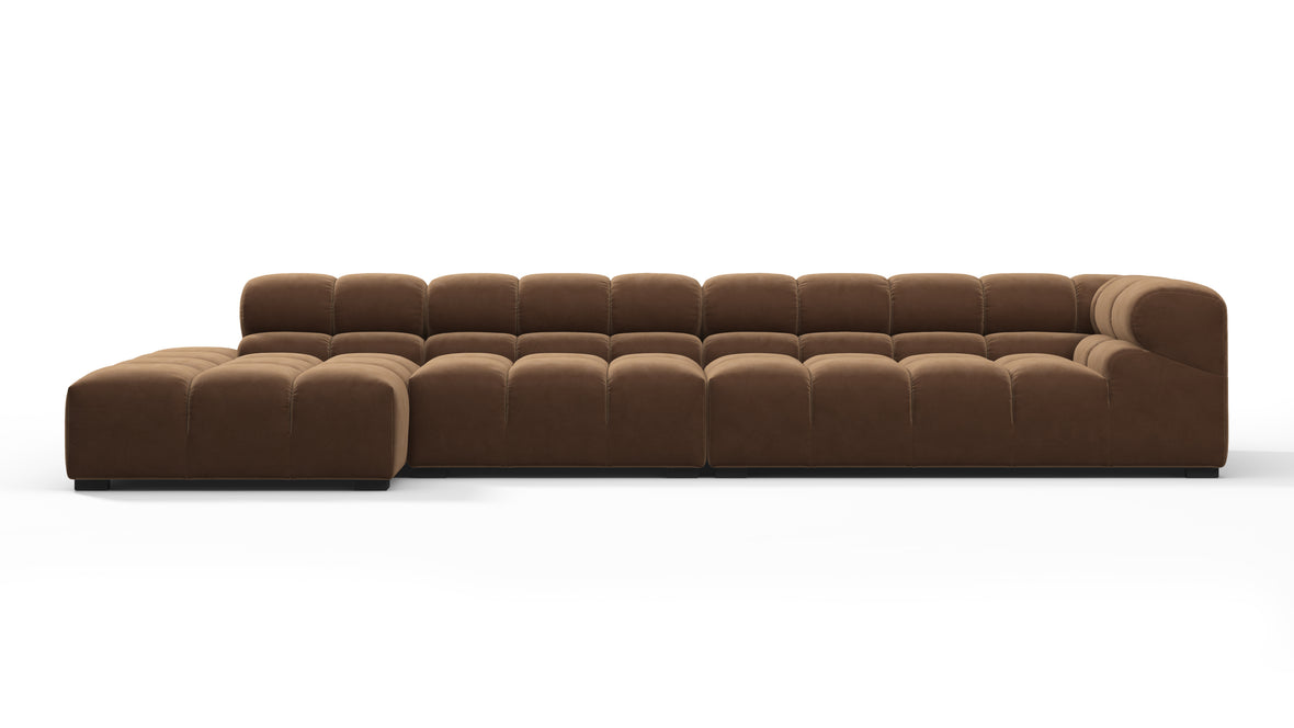 Tufted - Tufted Sectional, Large, Left Chaise, Mocha Velvet