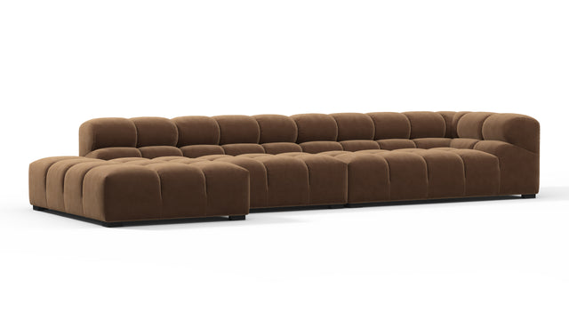 Tufted - Tufted Sectional, Large, Left Chaise, Mocha Velvet