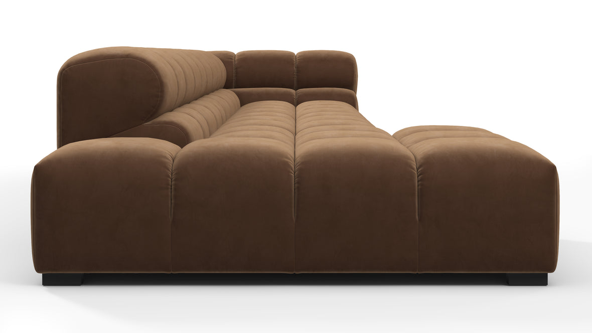 Tufted - Tufted Sectional, Large, Left Chaise, Mocha Velvet