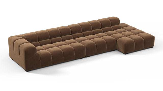 Tufted - Tufted Sectional, Large, Right Chaise, Mocha Velvet