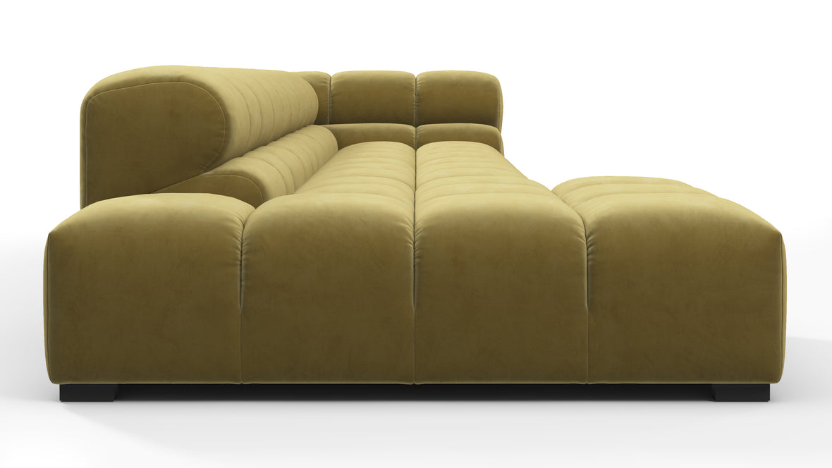 Tufted - Tufted Sectional, Large, Left Chaise, Olive Gold Velvet