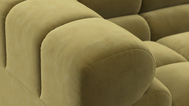 Tufted - Tufted Sectional, Large, Left Chaise, Olive Gold Velvet