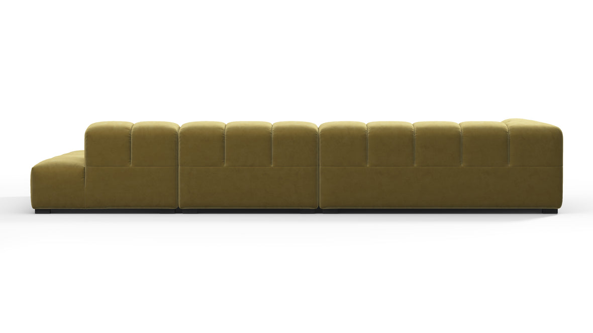 Tufted - Tufted Sectional, Large, Right Chaise, Olive Gold Velvet