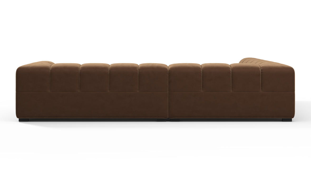 Tufted - Tufted Sectional, Left Corner, Mocha Velvet