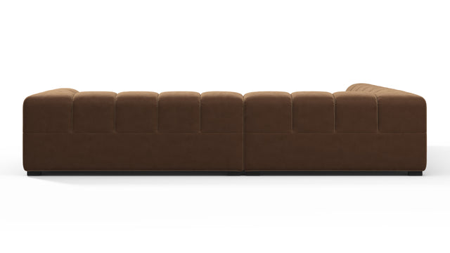 Tufted - Tufted Sectional, Left Corner, Mocha Velvet