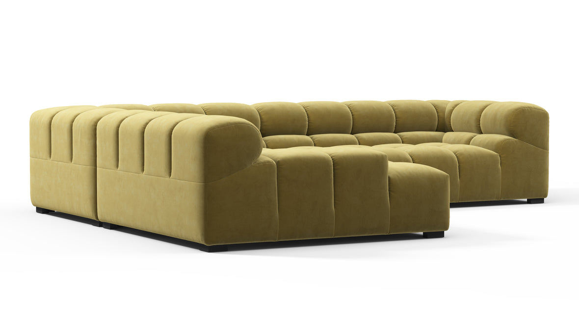 Tufted - Tufted Sectional, Left Corner, Olive Gold Velvet