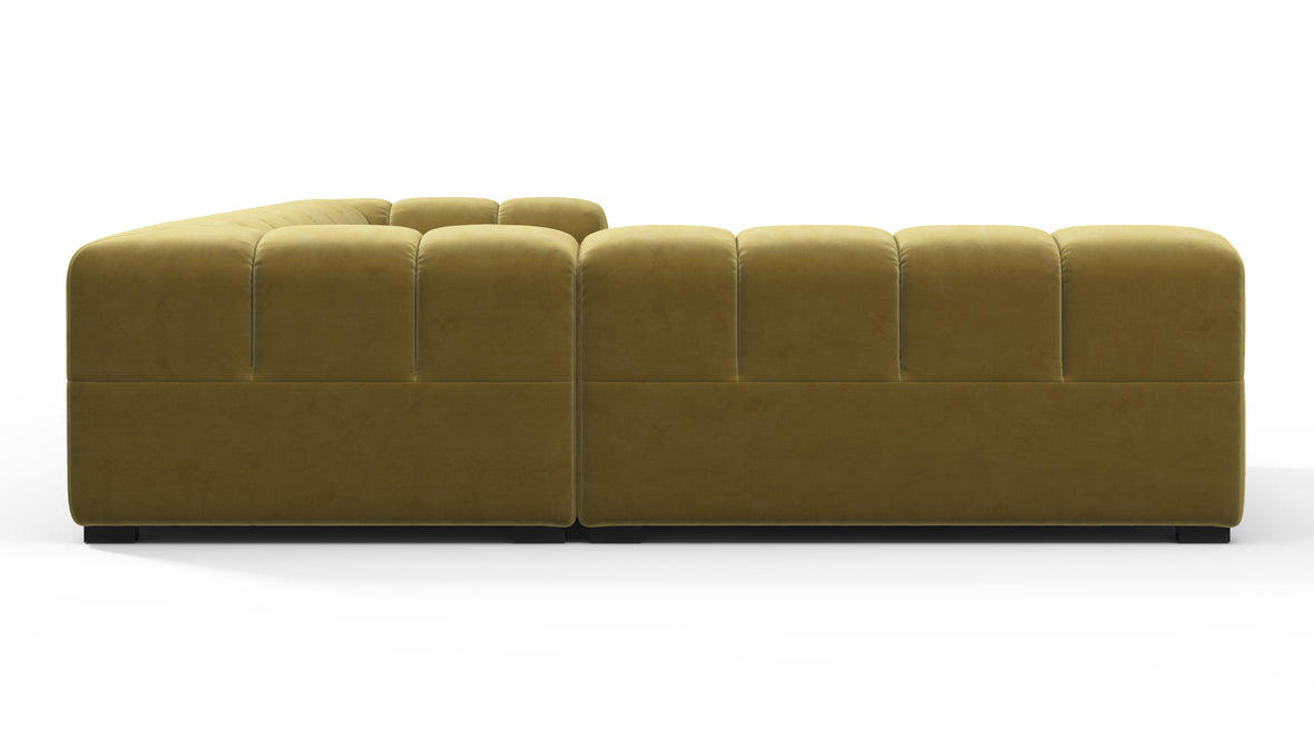 Tufted - Tufted Sectional, Left Corner, Olive Gold Velvet