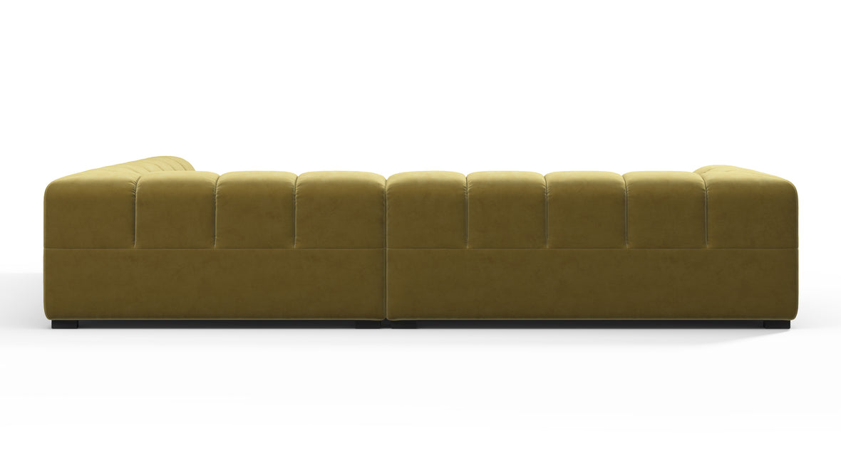 Tufted - Tufted Sectional, Right Corner, Olive Gold Velvet