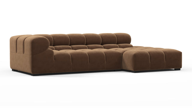 Tufted - Tufted Sectional, Small L, Right, Mocha Velvet