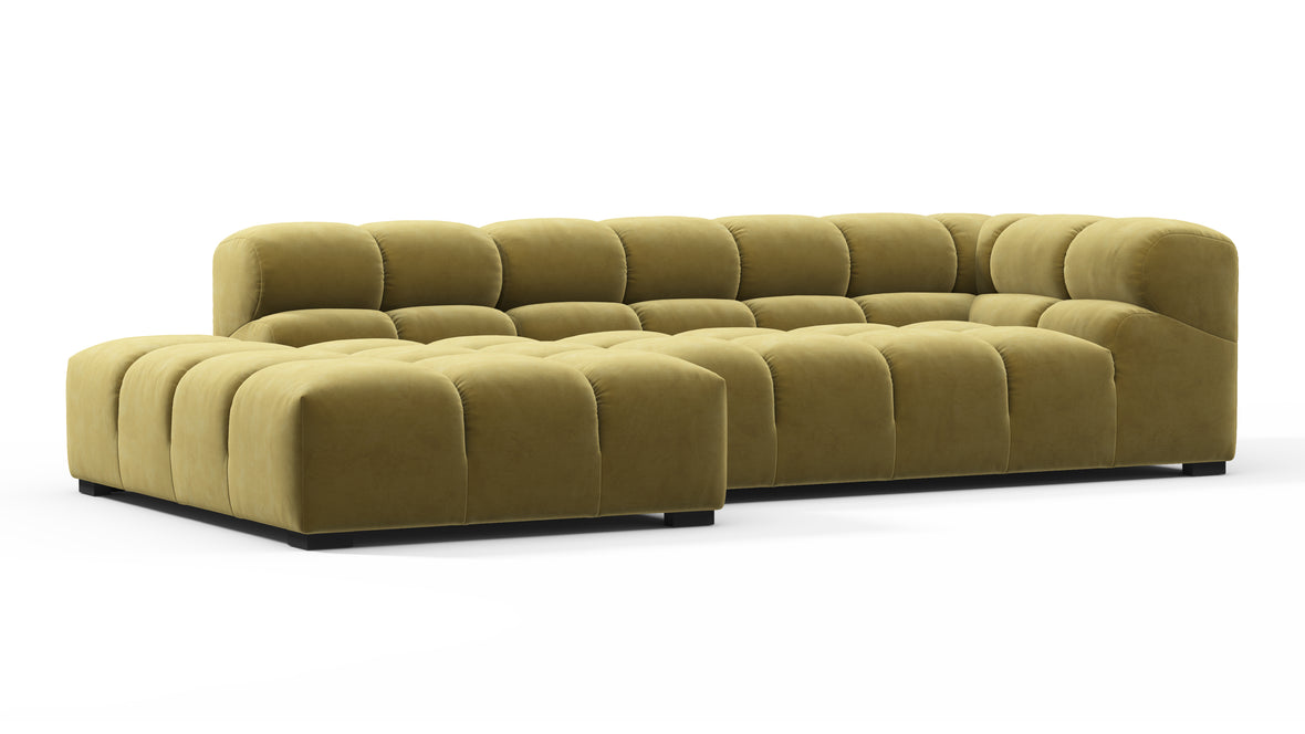 Tufted - Tufted Sectional, Small L, Left, Olive Gold Velvet