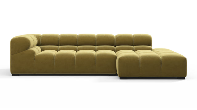 Tufted - Tufted Sectional, Small L, Right, Olive Gold Velvet