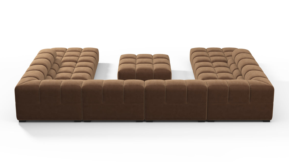 Tufted - Tufted Sectional, U Shape, Mocha Velvet