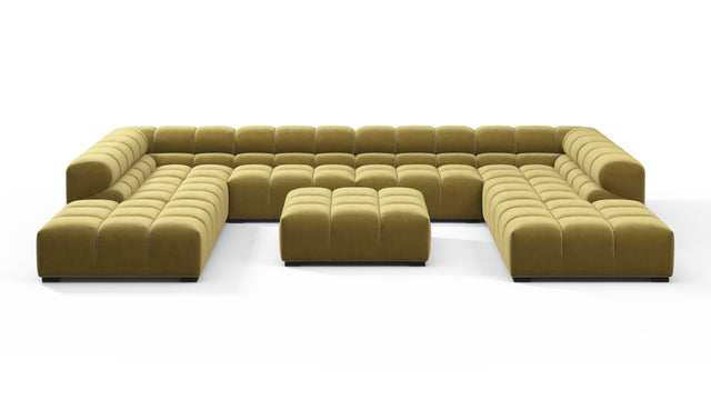 Tufted - Tufted Sectional, U Shape, Olive Gold Velvet