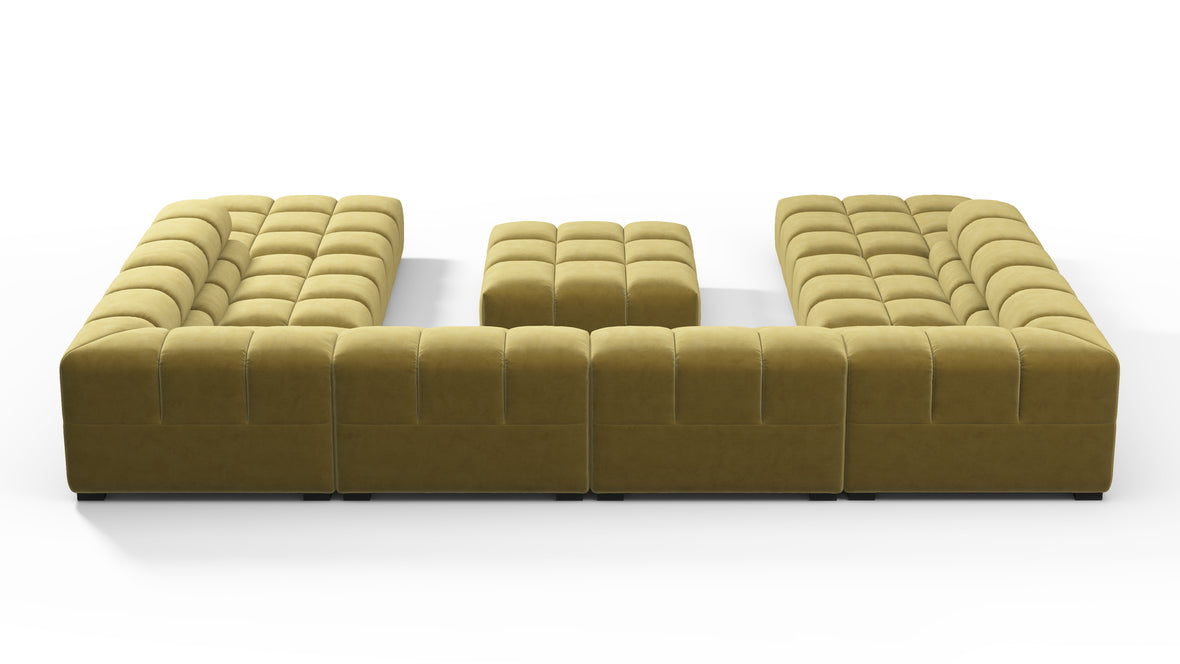 Tufted - Tufted Sectional, U Shape, Olive Gold Velvet