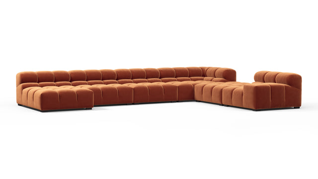 Tufted - Tufted Sectional, Extra Large Right Corner, Spice Velvet