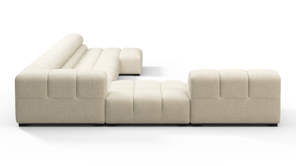 Tufted - Tufted Sectional, Extra Large Left Corner, Eggshell Boucle