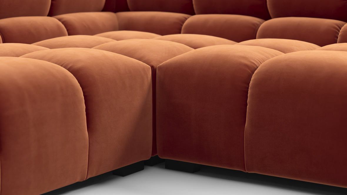 Tufted - Tufted Sectional, Large Left Corner, Spice Velvet