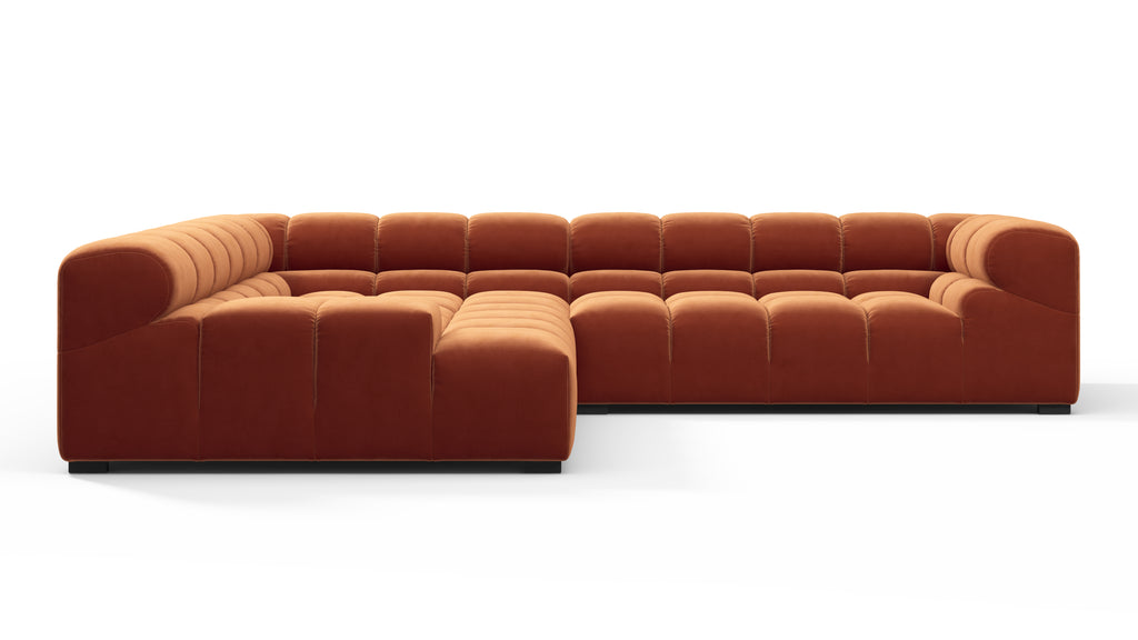 Tufted Sectional, Left Corner, Spice Velvet | Interior Icons