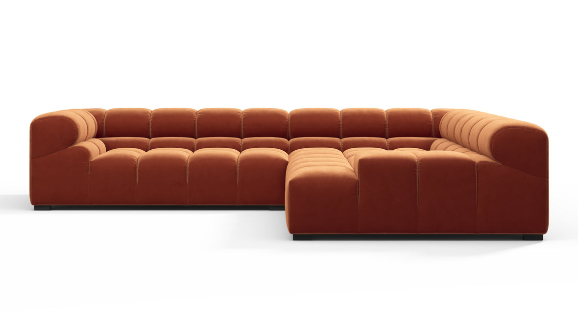 Tufted - Tufted Sectional, Right Corner, Spice Velvet