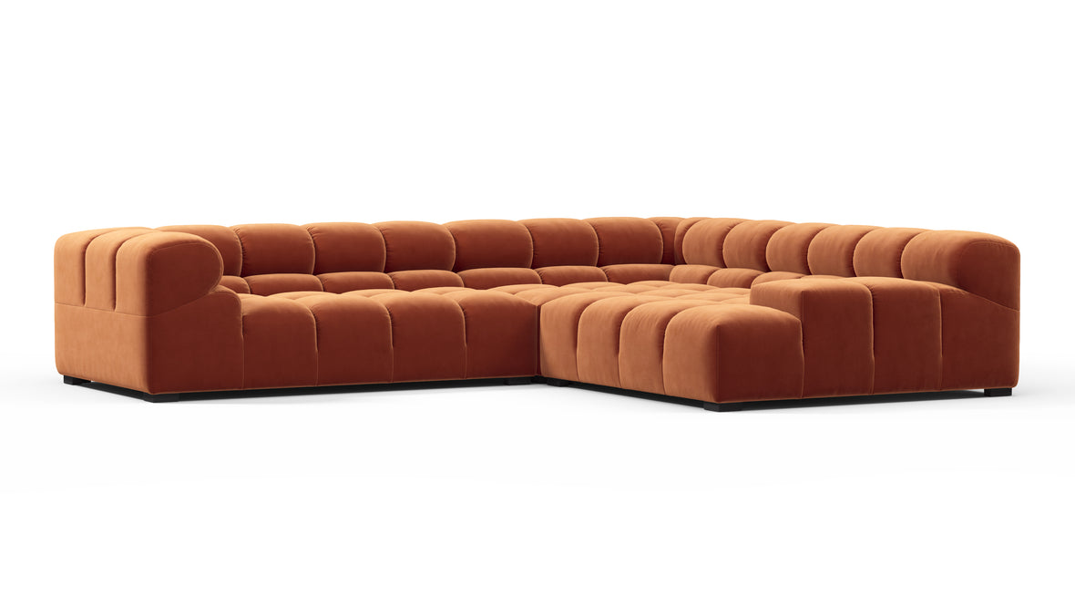 Tufted - Tufted Sectional, Right Corner, Spice Velvet