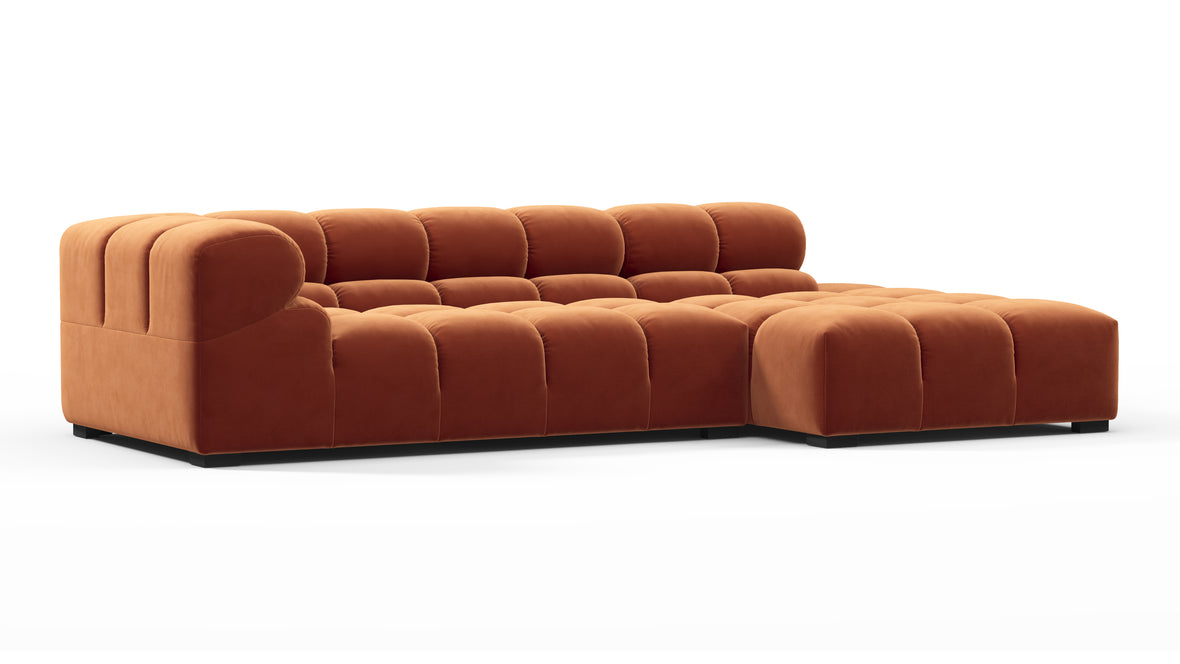 Tufted - Tufted Sectional, Small L, Right, Spice Velvet