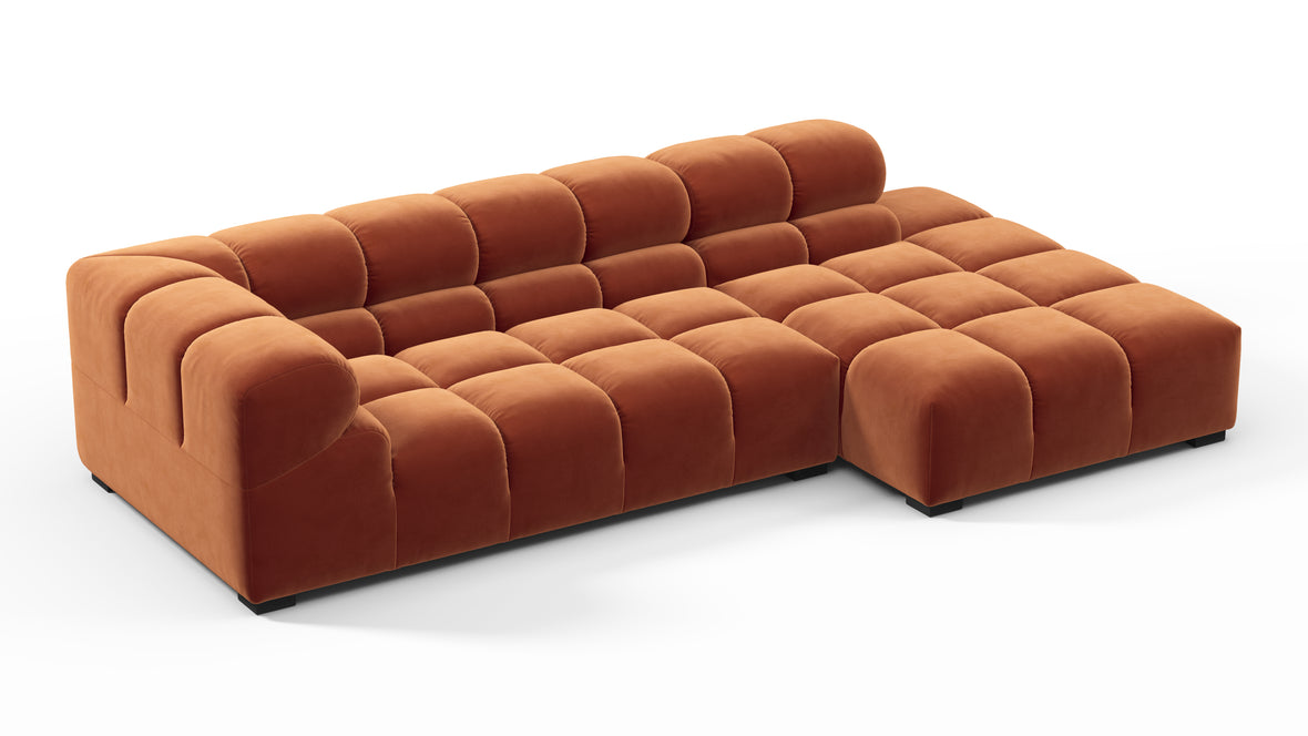 Tufted - Tufted Sectional, Small L, Right, Spice Velvet