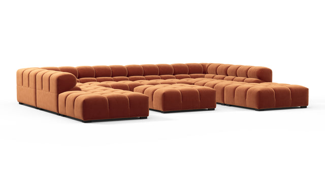 Tufted - Tufted Sectional, U Shape, Spice Velvet