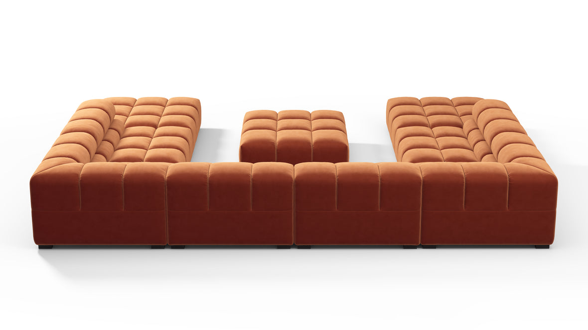 Tufted - Tufted Sectional, U Shape, Spice Velvet