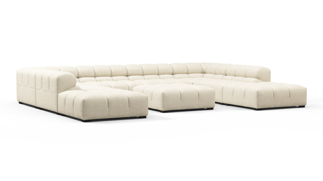 Tufted - Tufted Sectional, U Shape, Eggshell Boucle