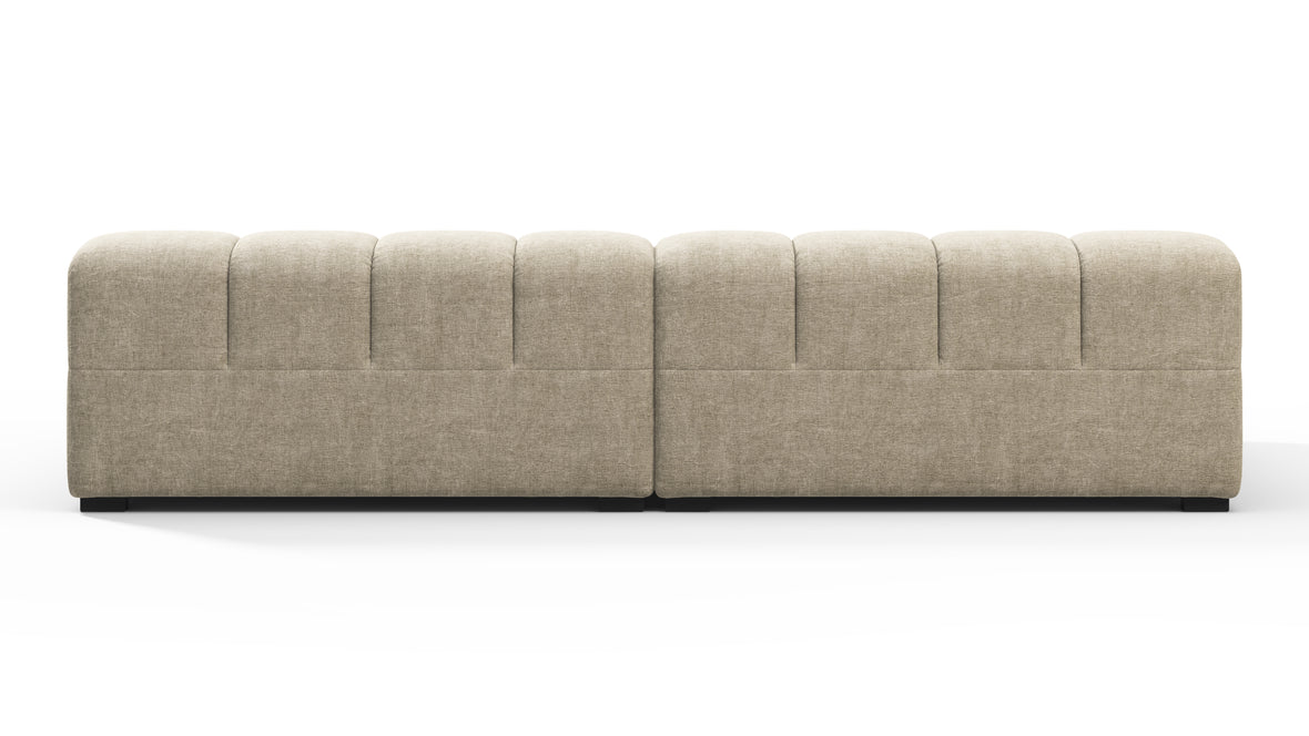 Tufted - Tufted Sectional, Extra Deep Sofa, Beige Gray Chenille