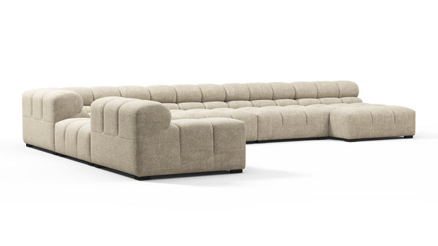 Tufted - Tufted Sectional, Extra Large Left Corner, Beige Gray Chenille