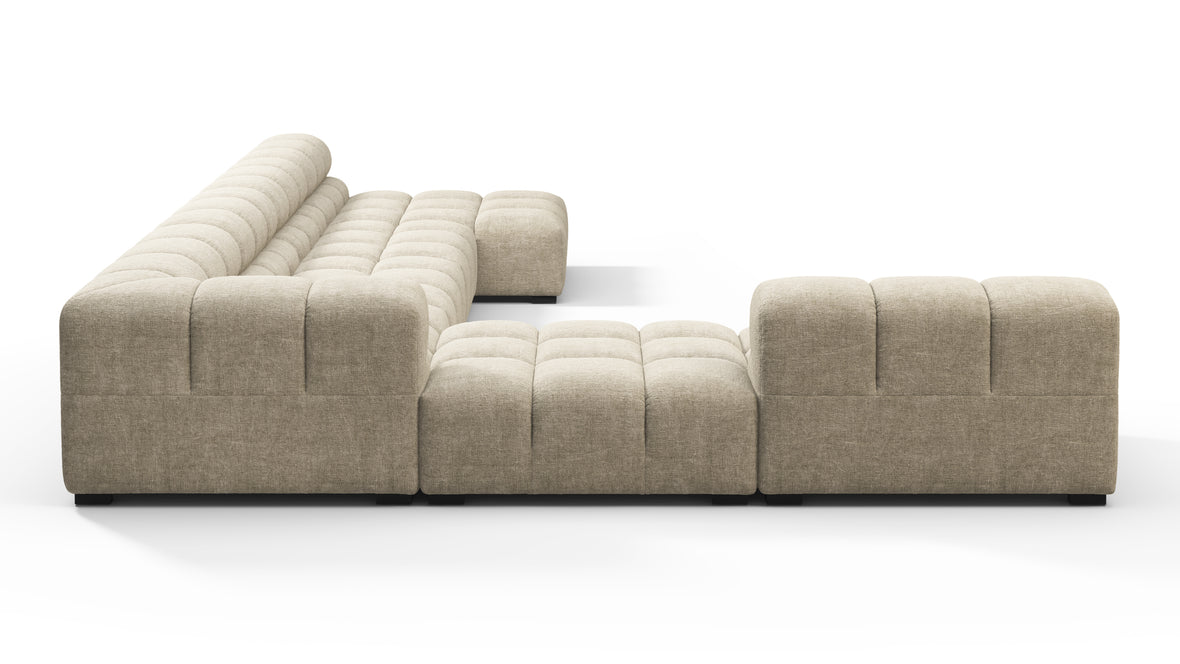 Tufted - Tufted Sectional, Extra Large Left Corner, Beige Gray Chenille