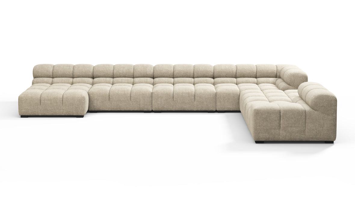 Tufted - Tufted Sectional, Extra Large Right Corner, Beige Gray Chenille