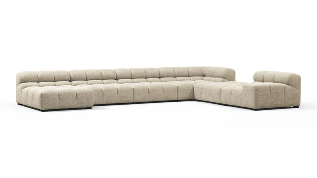 Tufted - Tufted Sectional, Extra Large Right Corner, Beige Gray Chenille