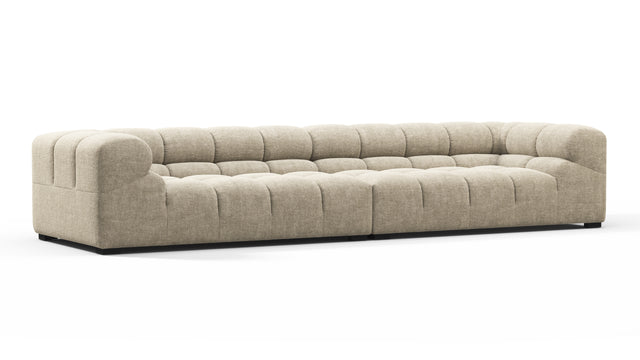 Tufted - Tufted Sectional, Extra Large Sofa, Beige Gray Chenille