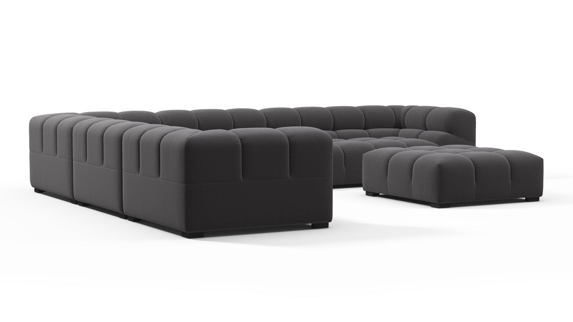 Tufted - Tufted Sectional, Large Left Corner, Ink Brushed Weave