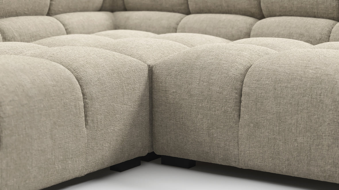 Tufted - Tufted Sectional, Large Left Corner, Beige Gray Chenille