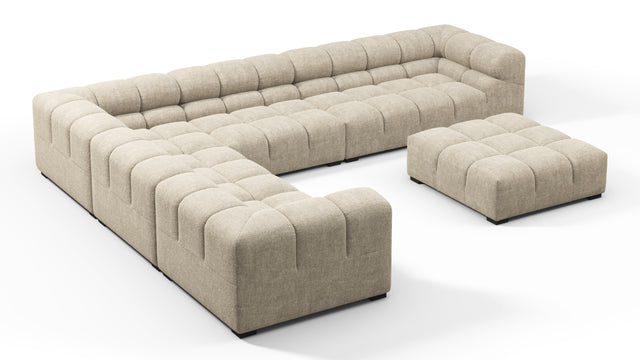 Tufted - Tufted Sectional, Large Left Corner, Beige Gray Chenille