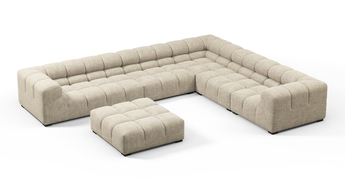 Tufted - Tufted Sectional, Large Right Corner, Beige Gray Chenille