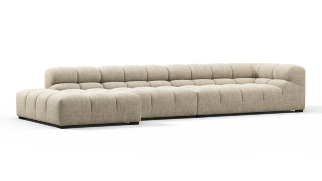 Tufted - Tufted Sectional, Large, Left Chaise, Beige Gray Chenille