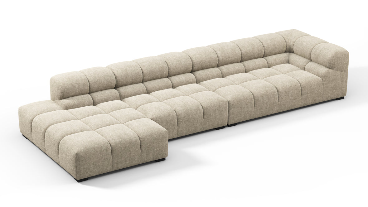 Tufted - Tufted Sectional, Large, Left Chaise, Beige Gray Chenille