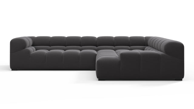 Tufted - Tufted Sectional, Right Corner, Ink Brushed Weave