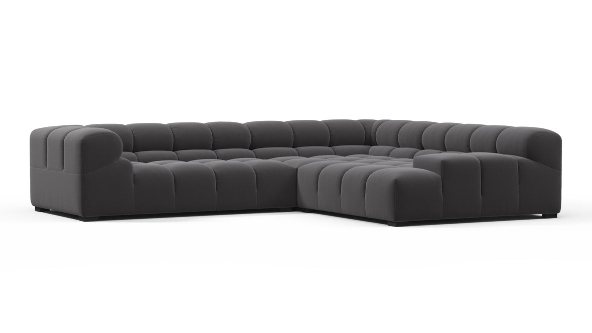 Tufted - Tufted Sectional, Right Corner, Ink Brushed Weave