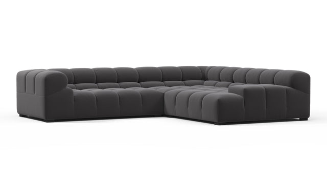 Tufted - Tufted Sectional, Right Corner, Ink Brushed Weave