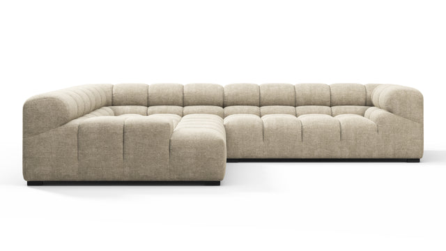 Tufted - Tufted Sectional, Left Corner, Beige Gray Chenille